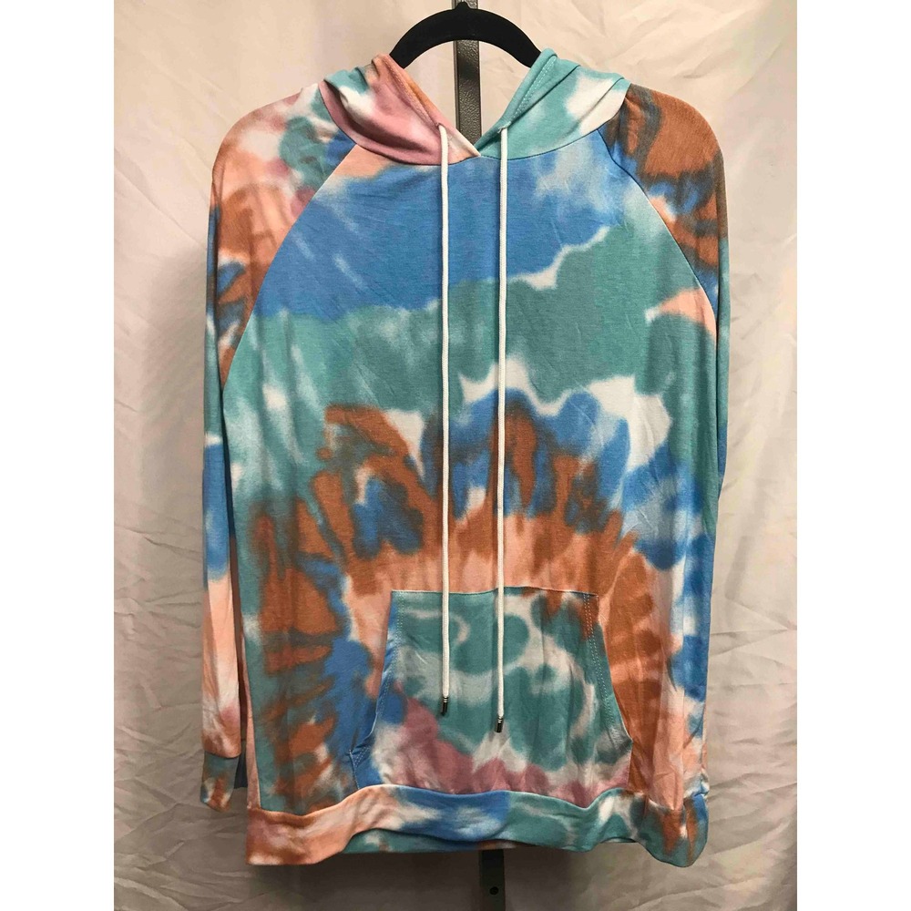 BiB! Women's Tie Dye‎ Hoodie Sweatshirt Long Sleeve Pullover Pocket M